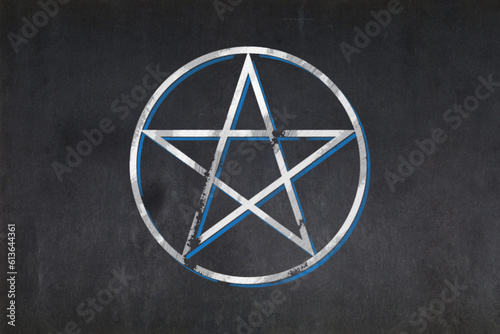 Pentacle symbol drawn on a blackboard photo