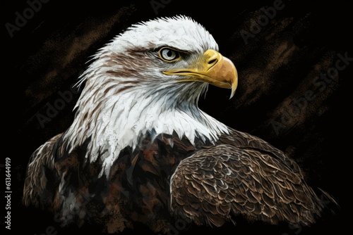 eagle painting on a dark backgroun. Generative AI