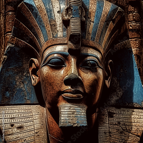 Ramesses II or Ramesses the Great,the most powerful Egyptian pharaoh. Portrait based ofn antique statues photo