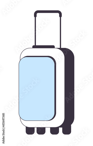 Suitcase for travel flat line color isolated vector object. Luggage storage. Journey abroad. Editable clip art image on white background. Simple outline cartoon spot illustration for web design