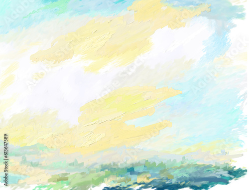 Impressionistic Cloudscape Digital Painting, Art, Artwork, Illustration for Background, Backdrop, or Wallpaper–Also for Ads, Fliers, Posters, etc.