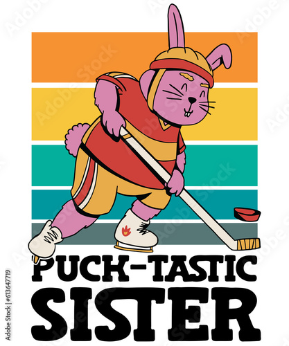 Photography Puck-tastic Sister Easter Bunny Skater Sports Ice Hockey