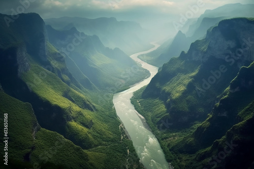 The mountains and rivers of the motherland. AI generative