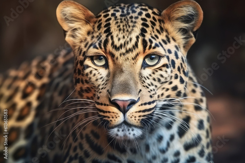 Leopard on the background of the sunset in the desert tropics  animal. generative ai