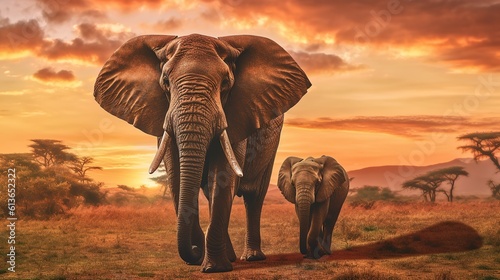 Amazing african elephants at sunset concept A professional photography should use a high - quality Generative AI © pector