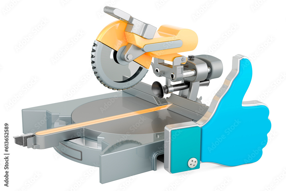 Table circular saw with like icon. 3D rendering