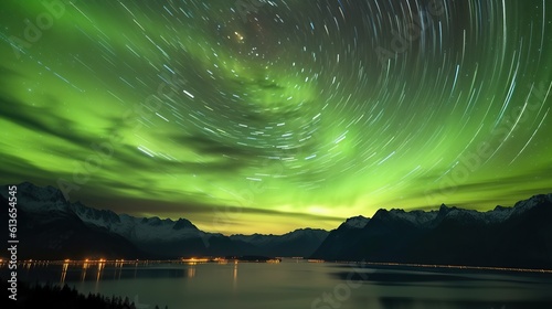 Night sky with aurora gradation A professional photography should use a high - quality Generative AI