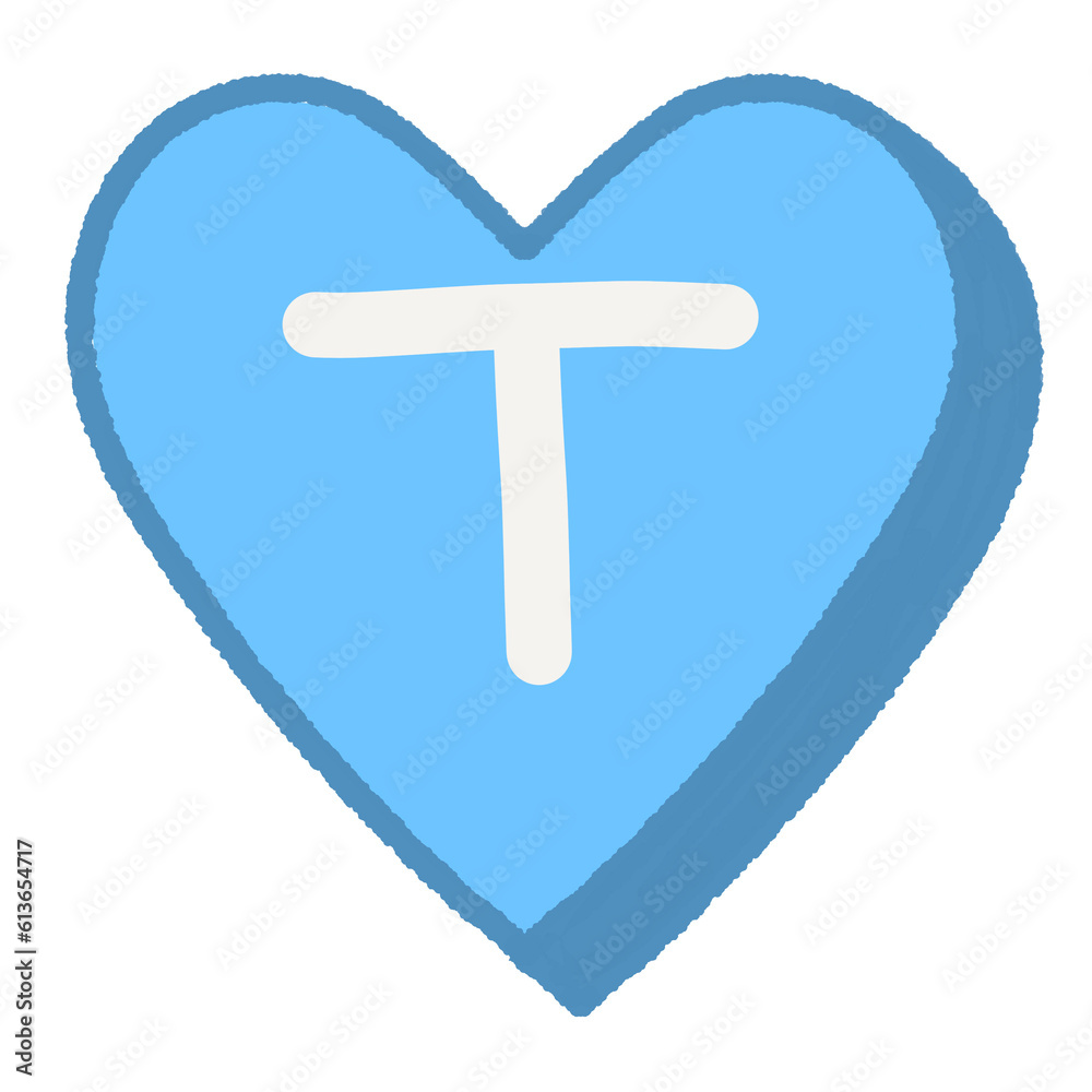 Fototapeta premium T Blue Heart Alphabet