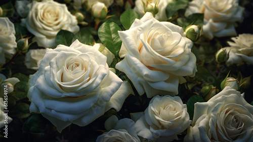 White roses neatly arranged in a beautiful floral wallpaper
