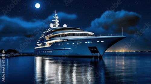 yacht with half moon Generative AI