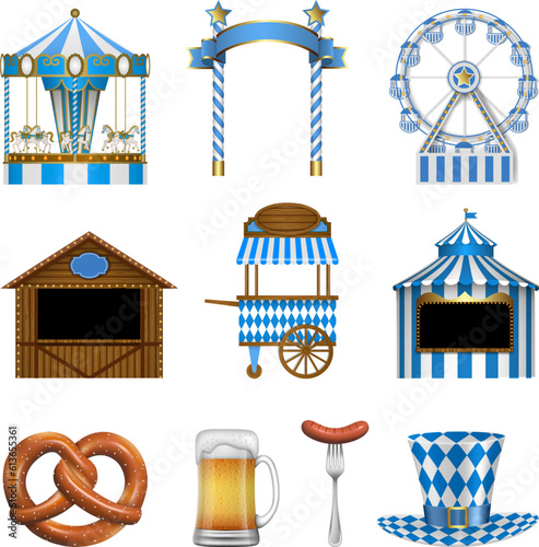 set of isolated oktoberfest elements. german beer festival elements
