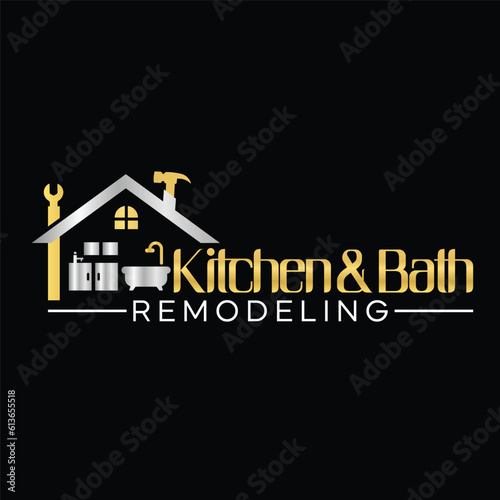 bath and Kitchen logo design, Kitchen and Bath vector icon design