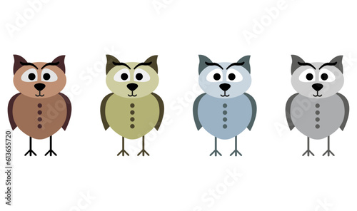 Animal faces hand drawn characters - Owl - Bird - Dog - Cat - Bat - Animal faces