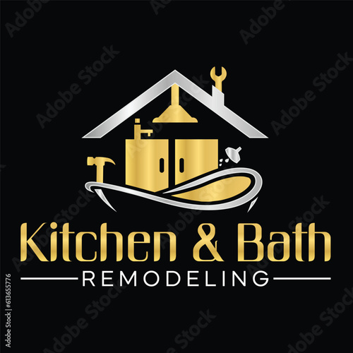 Kitchen and Bath logo design-Kitchen and Bath vector icon design
