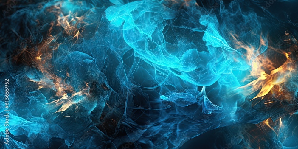 Obraz premium blue smoke and fire with space for copy as a background for mock-ups in a commercial-themed image as a JPG horizontal format. generative ai