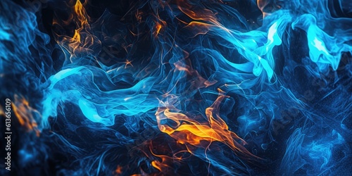  a Horizontal with Blue flames, fire and smoke in a product display Commercial-themed, in JPG Generative AI