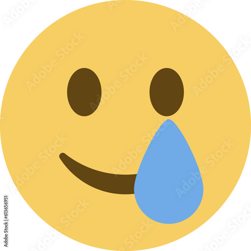 Top quality emoticon. Emoji smile and tears. Happy Smiling face. Tears. Yellow face emoji. Element.