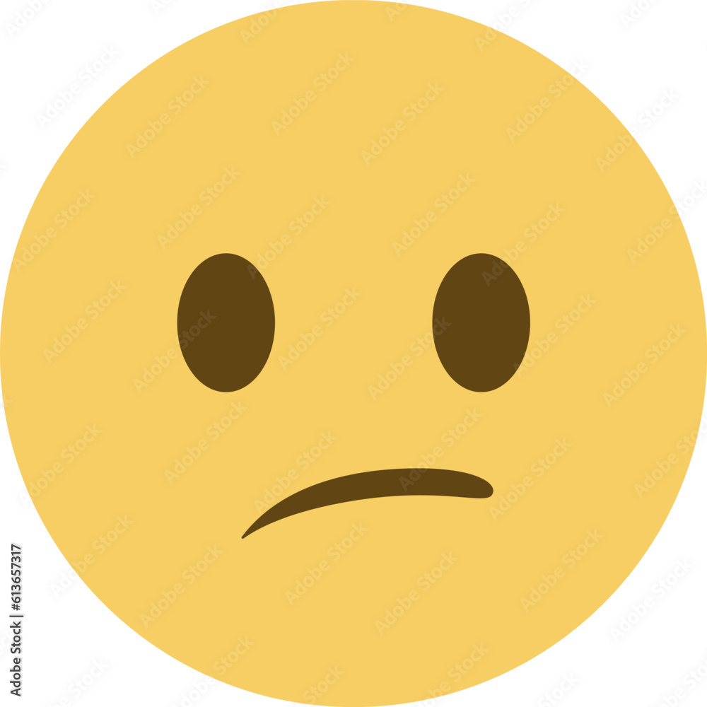 Fototapeta premium Top quality emoticon. Confused emoji. Nonplussed emoticon with frowned lips