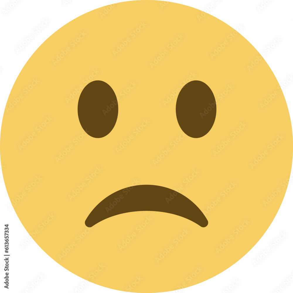 Top quality emoticon. Confused emoji. Nonplussed emoticon with frowned lips Top quality emoticon. Confused emoji. Nonplussed emoticon with frowned lips