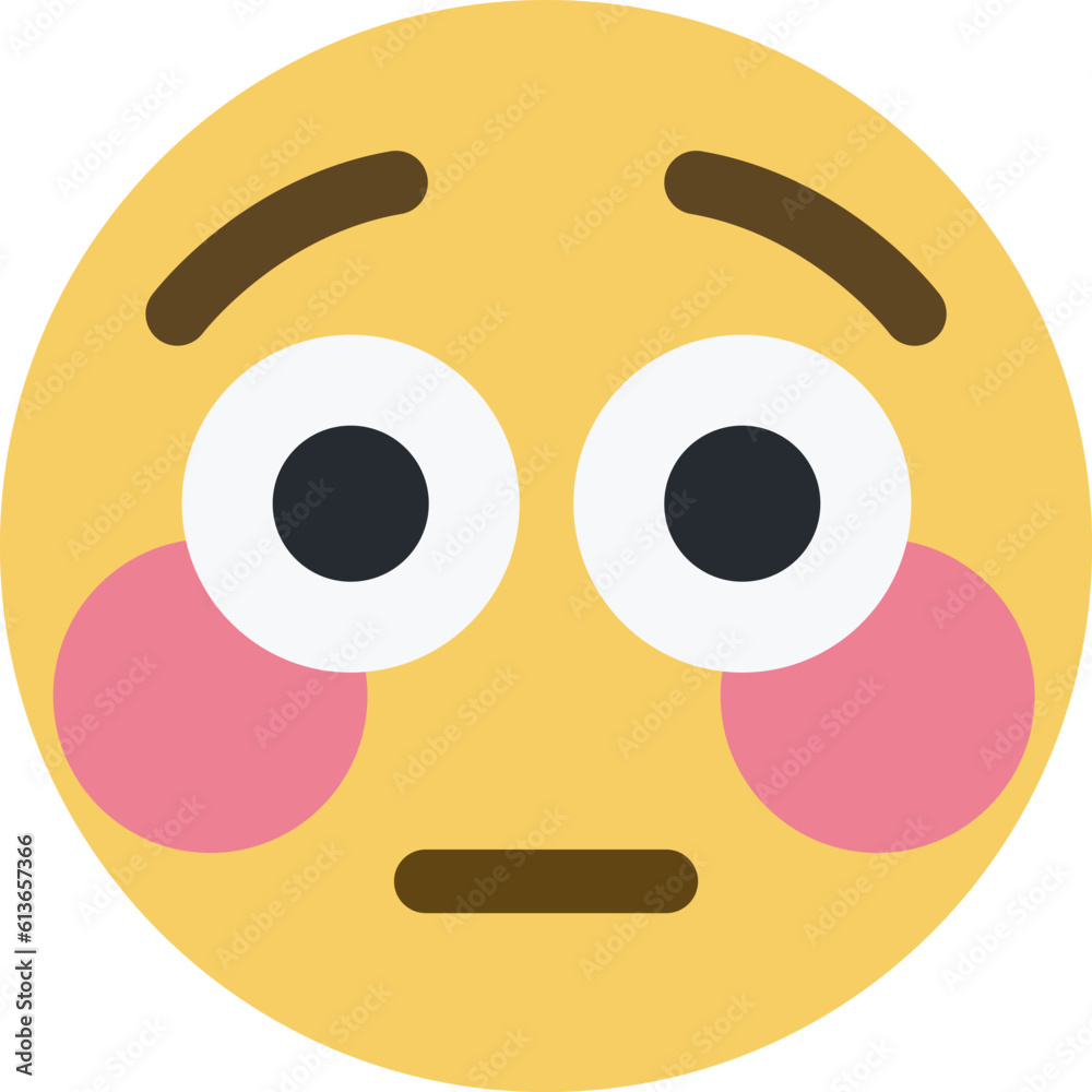Top quality emoticon. Flushed emoji looks away. Embarrassed emoticon