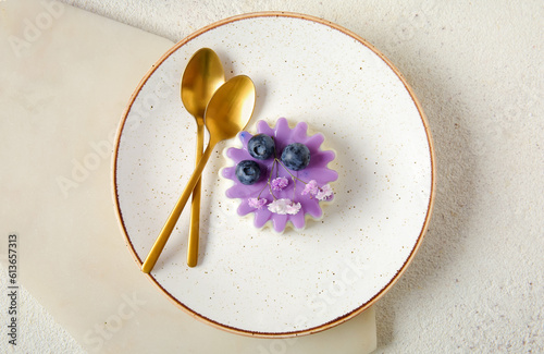 Purple panna cotta dessert ...