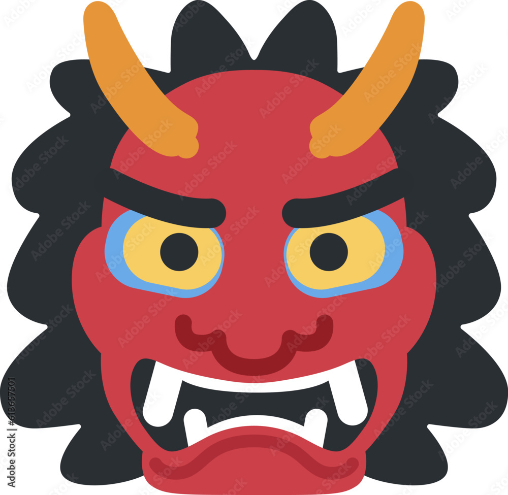 Top quality emoticon. Red devil emoticon face emoji. Namahage emoticon