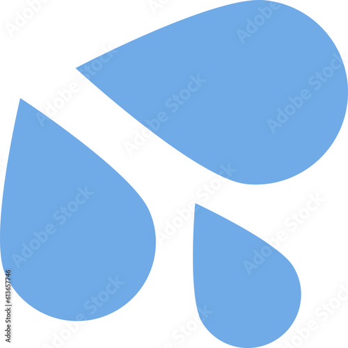 Sweat Droplets vector emoji icon. Three, light blue droplets, as sweat beads, splashing down to the right.