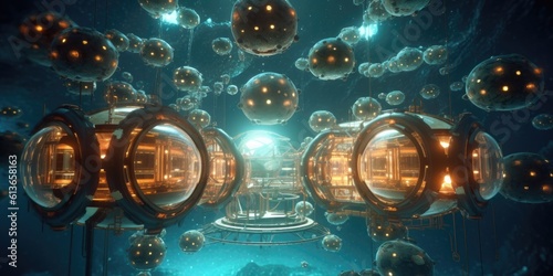 an underwater research station colonizing the depths of another planet in a Science-themed, horizontal format in JPG. Generative AI