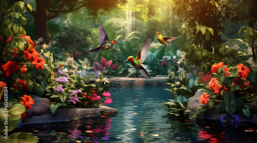 Kolibry w raju w ukrytej zatoce © Artur