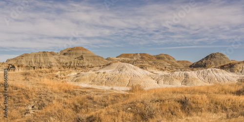 Beautiful cloudy sky over formations in Alberta Dinosaur Provincial Park © Kerry Snelson