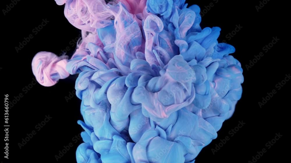 Colorful Ink Cloud in Water: Magical Mixing and Silky Textures on a Black Background - Purple, Blue, Pink Colorful Ink Cloud in Water: Magical Mixing and Silky Textures on a Black Background - Purple, Blue, Pink