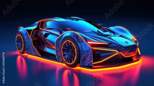 car technology futuristic neon Generative AI © pector
