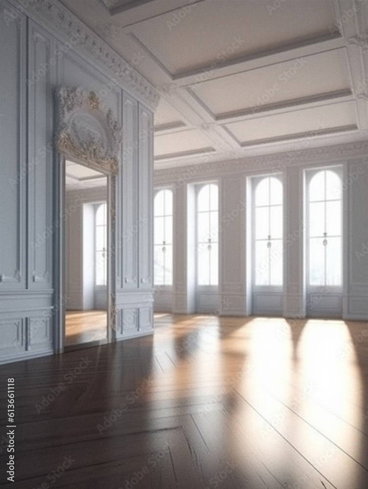 Empty modern room with no furniture, created with generative AI technology