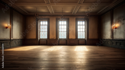 Empty Beaux arts room with no furniture  created with generative AI technology