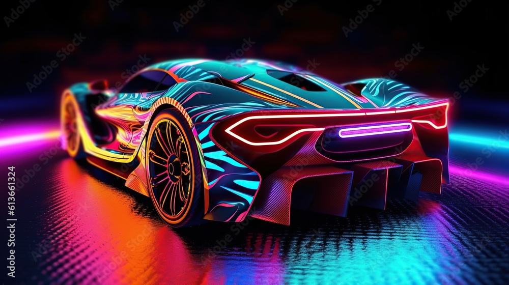 car technology futuristic neon Generative AI