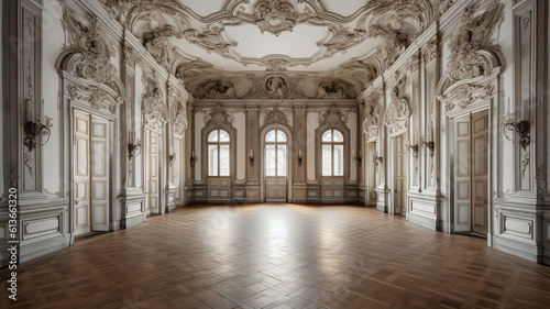 Empty baroque room with no furniture  created with generative AI technology