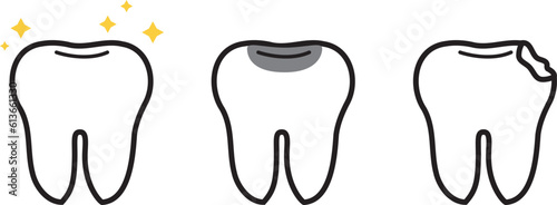 Set of teeth icons, such as, tooth, clean, protect, treat, oral icon vector image.