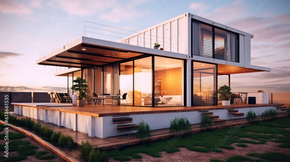 Modern luxury container house, Concept of modern and cheap living