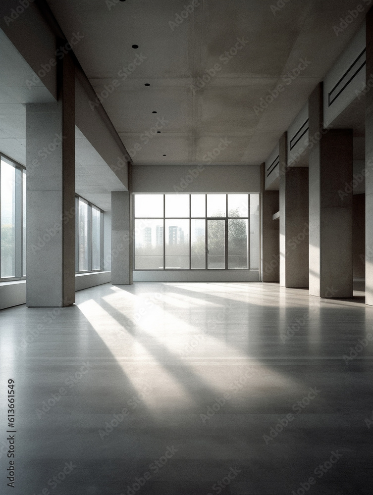 Fototapeta premium Empty futurist room with no furniture, created with generative AI technology