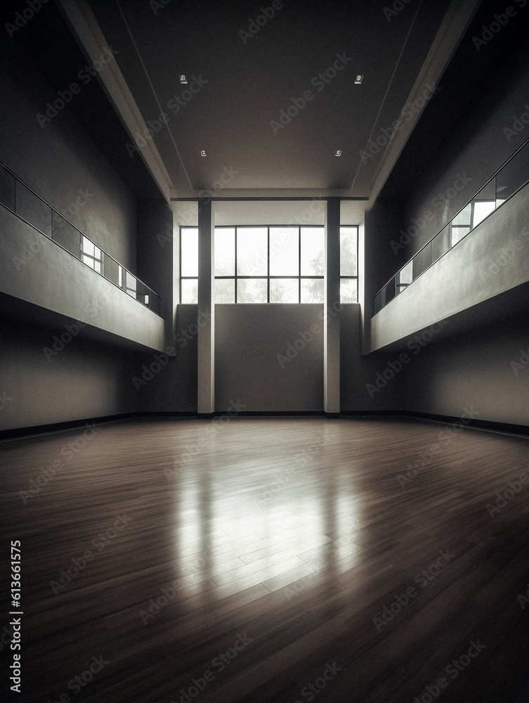 Fototapeta premium Empty futurist room with no furniture, created with generative AI technology