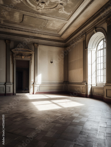 Empty renaissance room with no furniture  created with generative AI technology