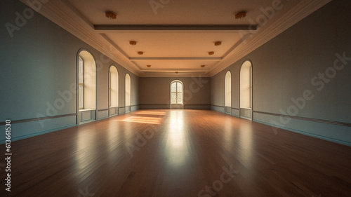 Empty futurist room with no furniture  created with generative AI technology