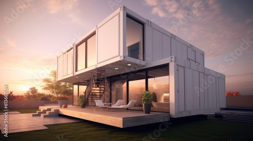Modern container house, Conceptual modern house made from recycled containers. © visoot