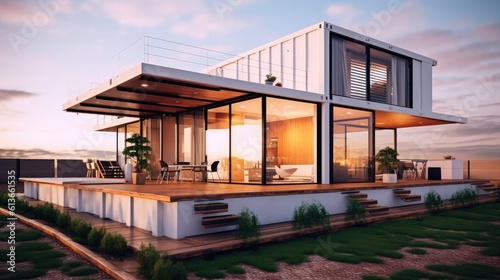 Modern luxury container house, Concept of modern and cheap living