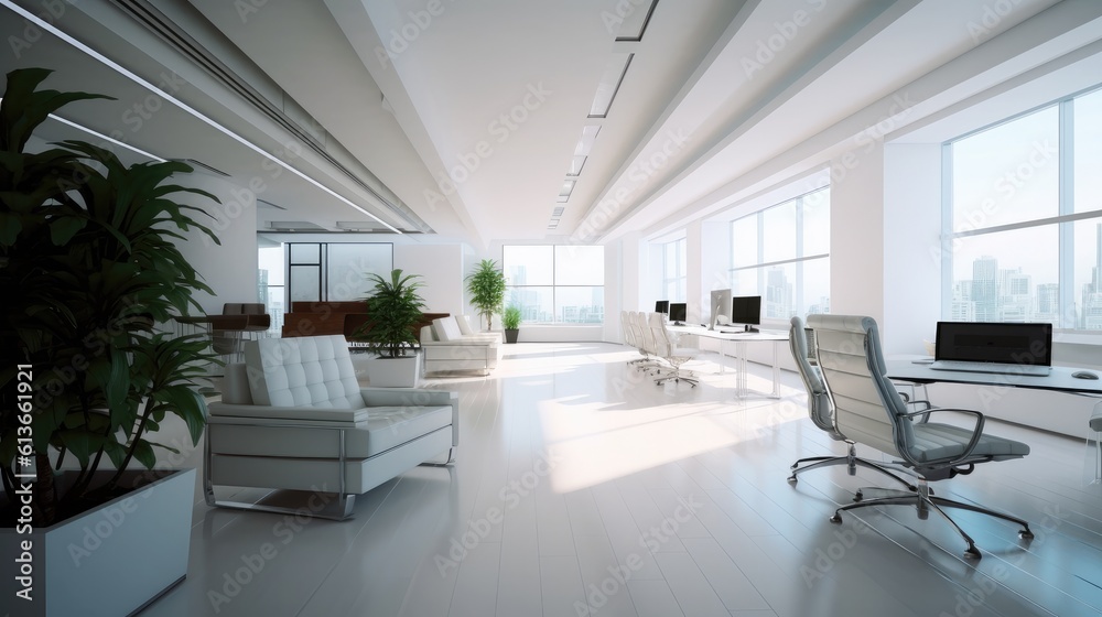 Fototapeta premium Modern white and open space office interior.