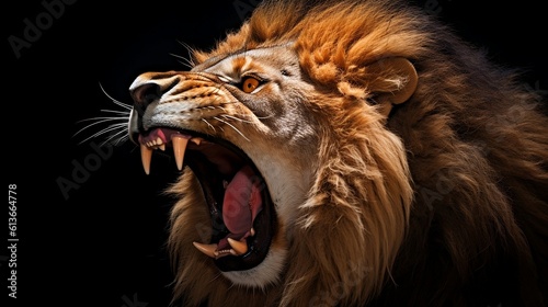 portrait of a furious lion roaring