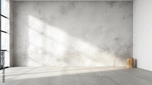 White plastered wall background Generative AI © pector