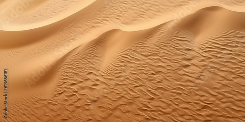 Aerial view of sandy desert, dune pattern for texture background, generative AI.