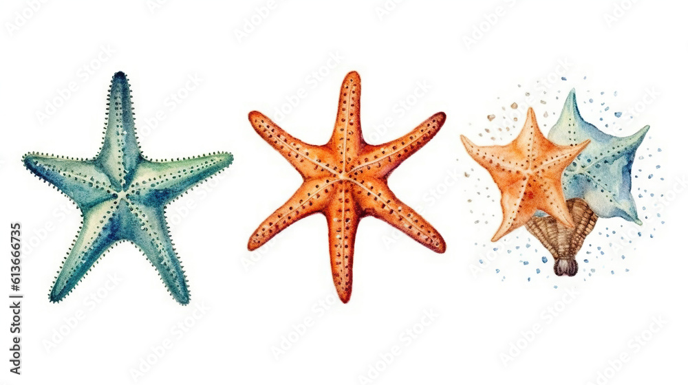 watercolor stickers set of under water life, ai generative watercolor stickers set of under water life, ai generative