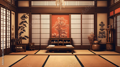 interior of japanese temple photo